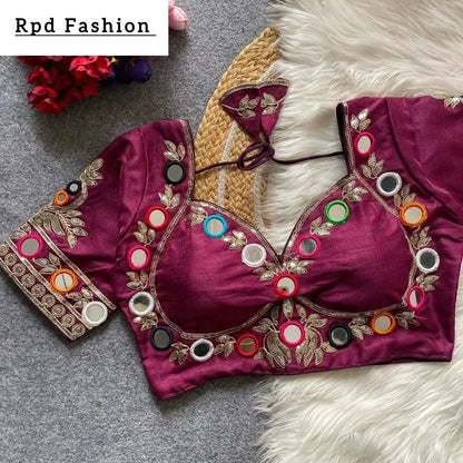 Navratri Real Multi Mirror Work Mumtaz Cut Stylish Blouse - RPD Fashion