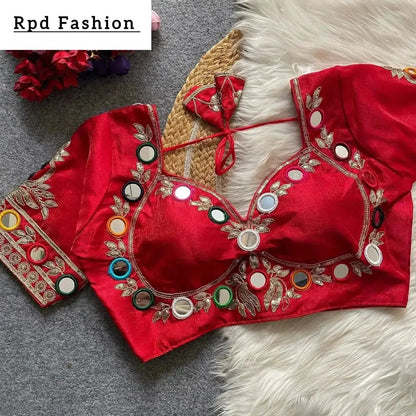 Navratri Real Multi Mirror Work Mumtaz Cut Stylish Blouse - RPD Fashion