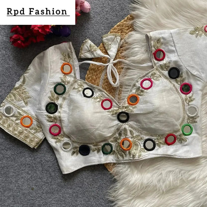 Navratri Real Multi Mirror Work Mumtaz Cut Stylish Blouse - RPD Fashion