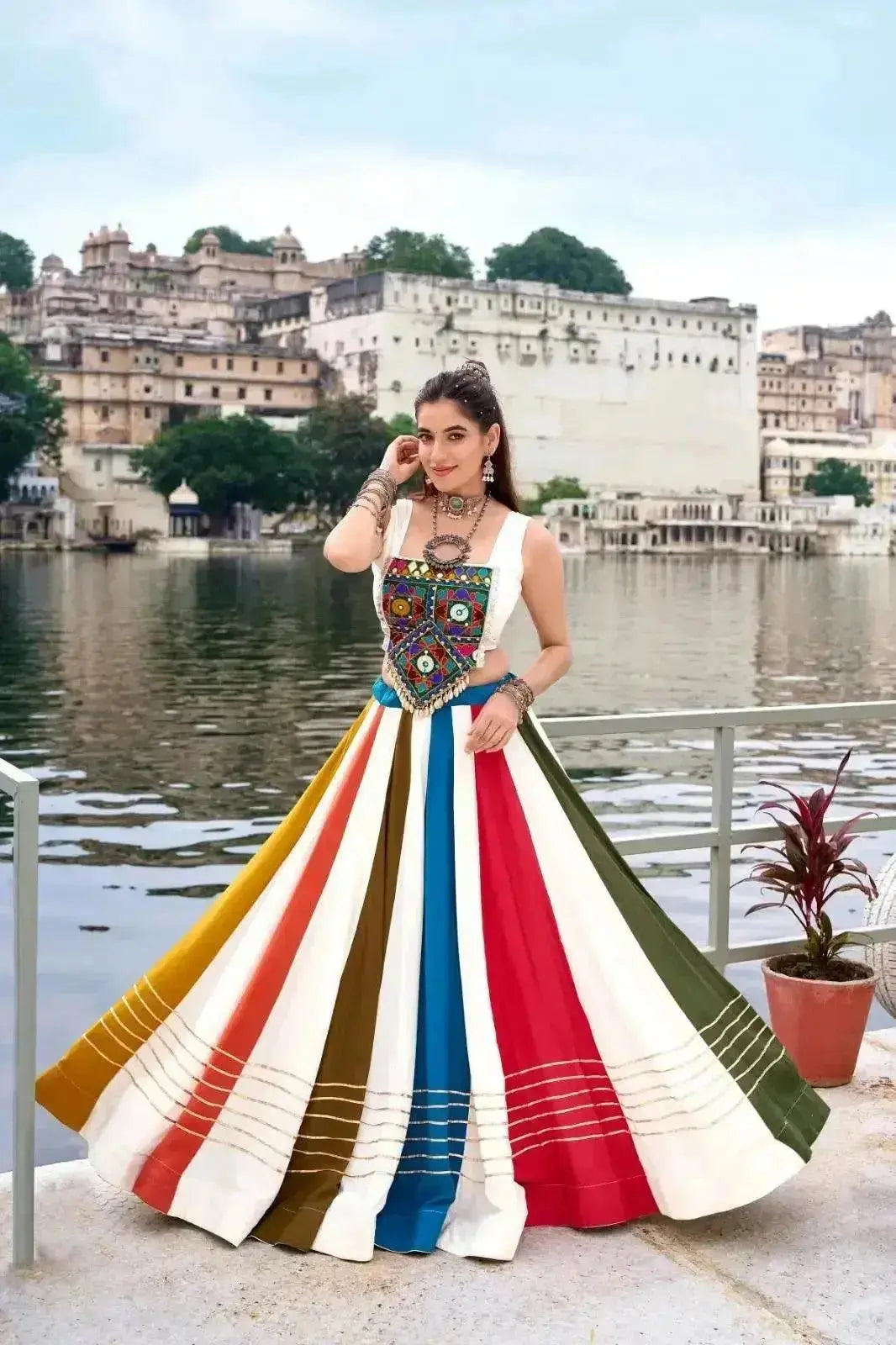 navratri special mirror work for legacy pure rayon lehenga choli - rpd fashion