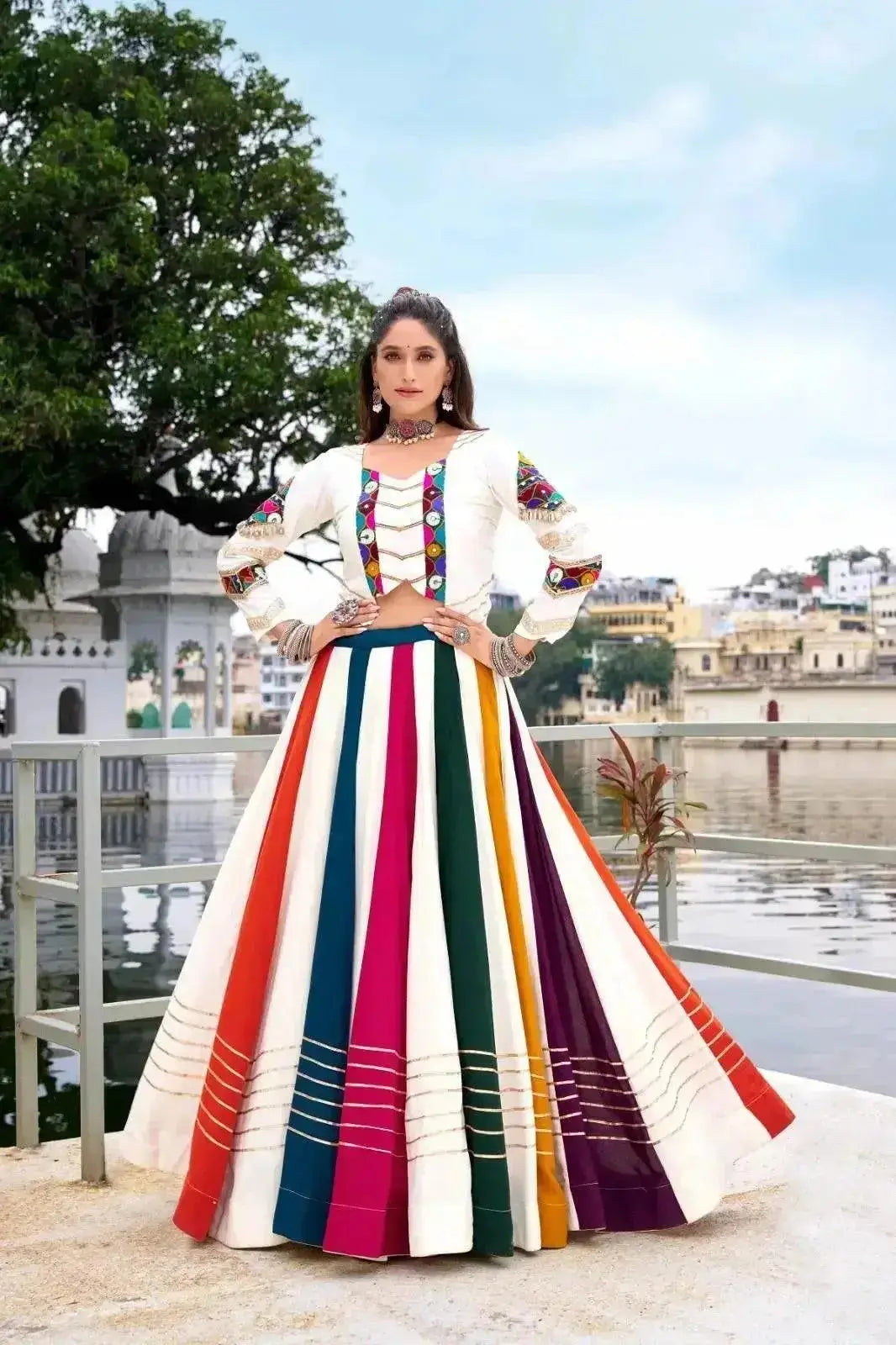 navratri special mirror work for legacy pure rayon lehenga choli - rpd fashion