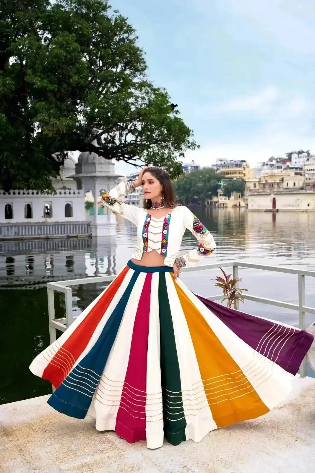 navratri special mirror work for legacy pure rayon lehenga choli - rpd fashion