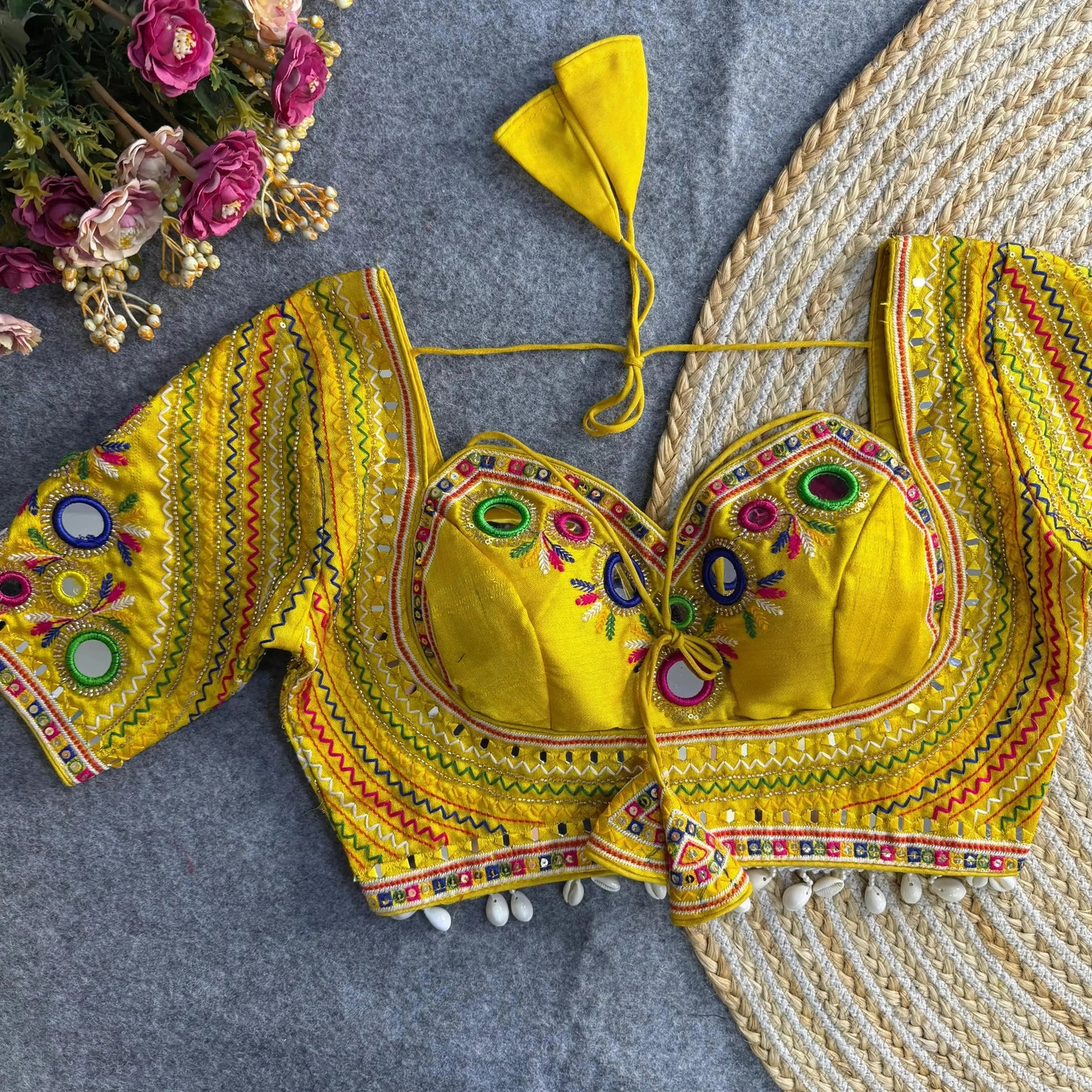 navratri special real multi mirror hand work blouse designs - rpd fashion