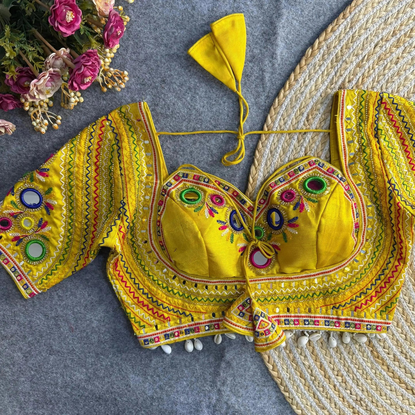 navratri special real multi mirror hand work blouse designs - rpd fashion