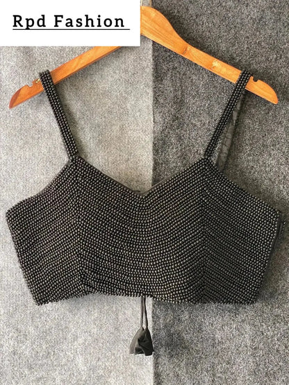 New Beautiful Pearl Moti Spaghetti Blouse - RPD Fashion