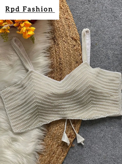New Beautiful Pearl Moti Spaghetti Blouse - RPD Fashion