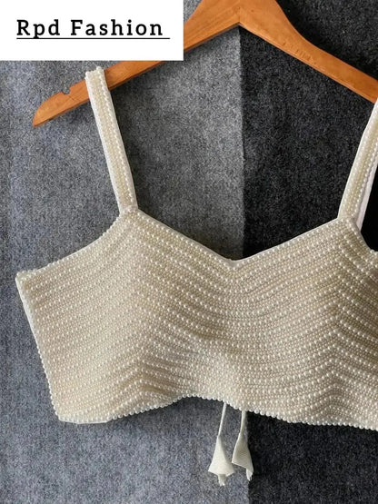 New Beautiful Pearl Moti Spaghetti Blouse - RPD Fashion