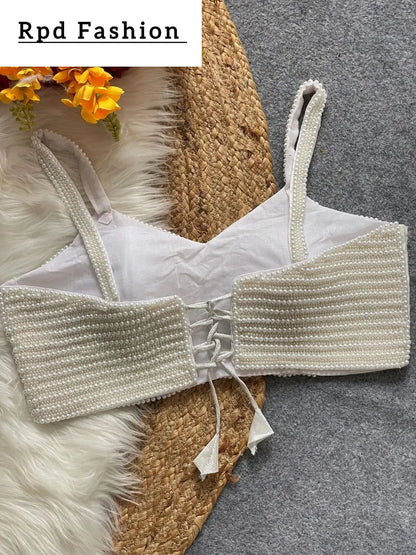 New Beautiful Pearl Moti Spaghetti Blouse - RPD Fashion