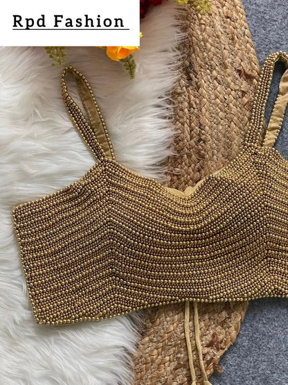 New Beautiful Pearl Moti Spaghetti Blouse - RPD Fashion