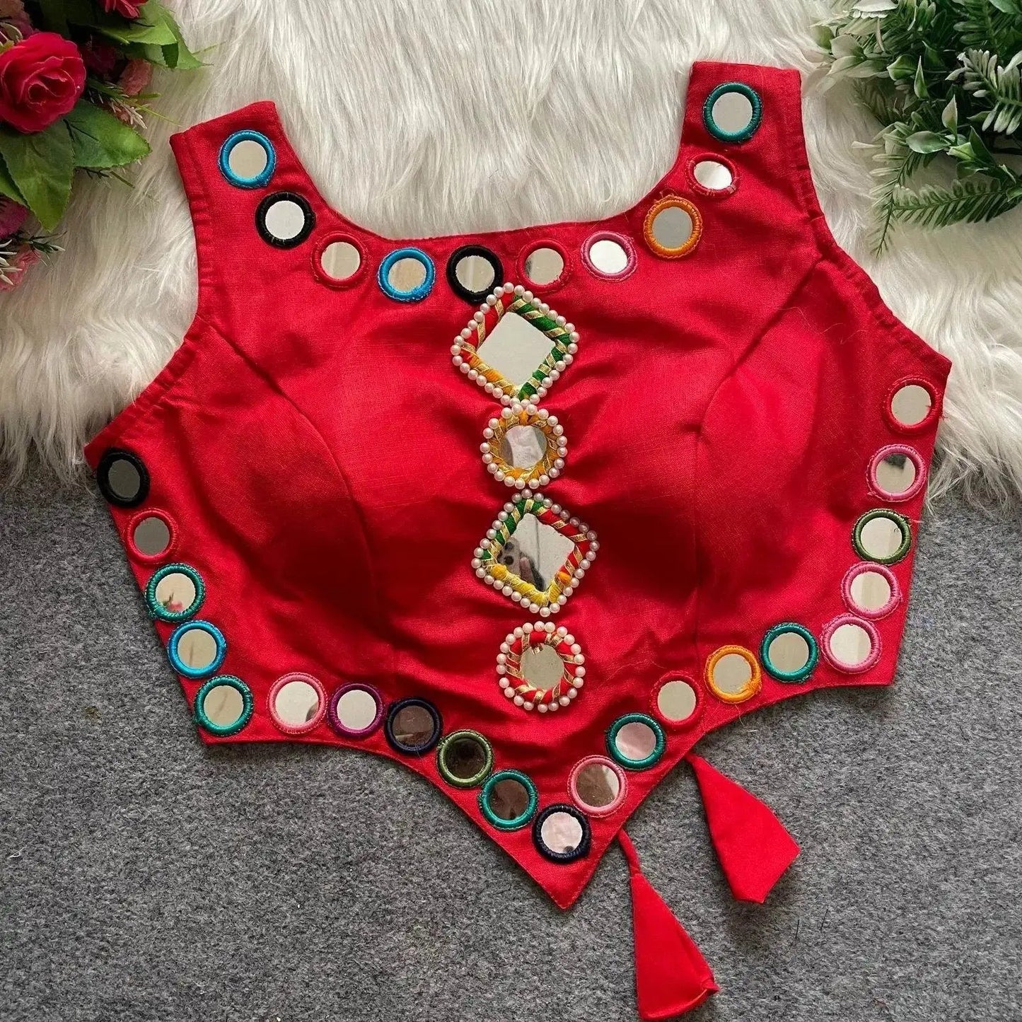 new navratri concept blouse with real hand mirror work - rpd fashion