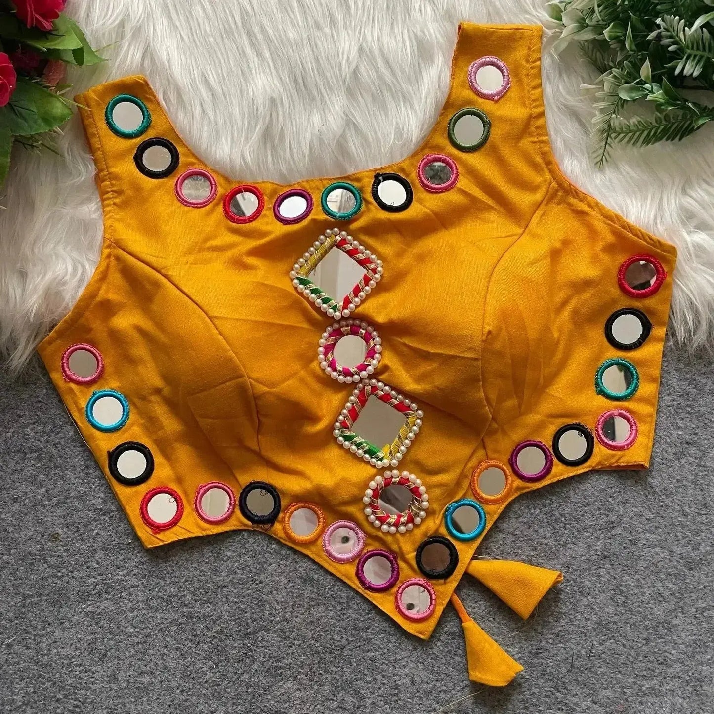 new navratri concept blouse with real hand mirror work - rpd fashion