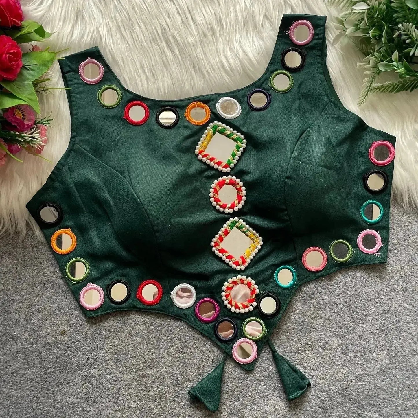 new navratri concept blouse with real hand mirror work - rpd fashion