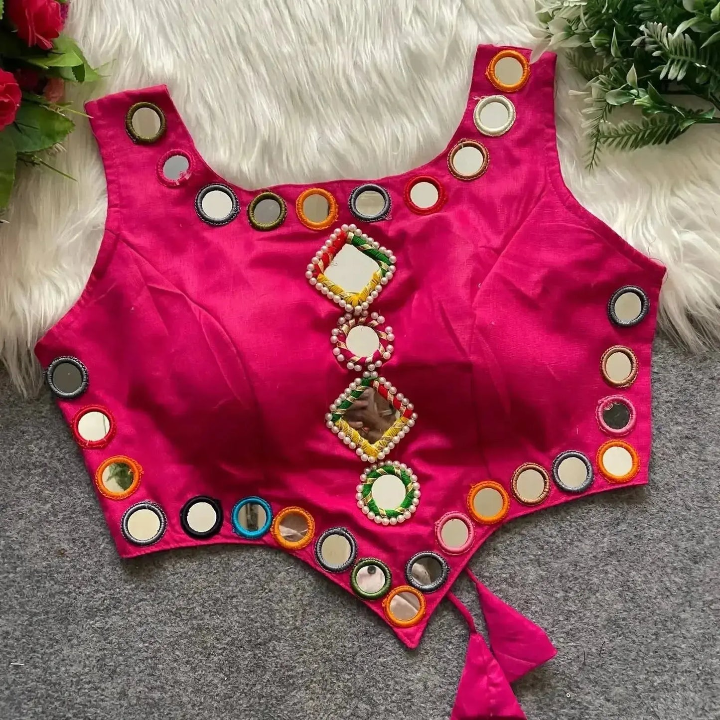 new navratri concept blouse with real hand mirror work - rpd fashion