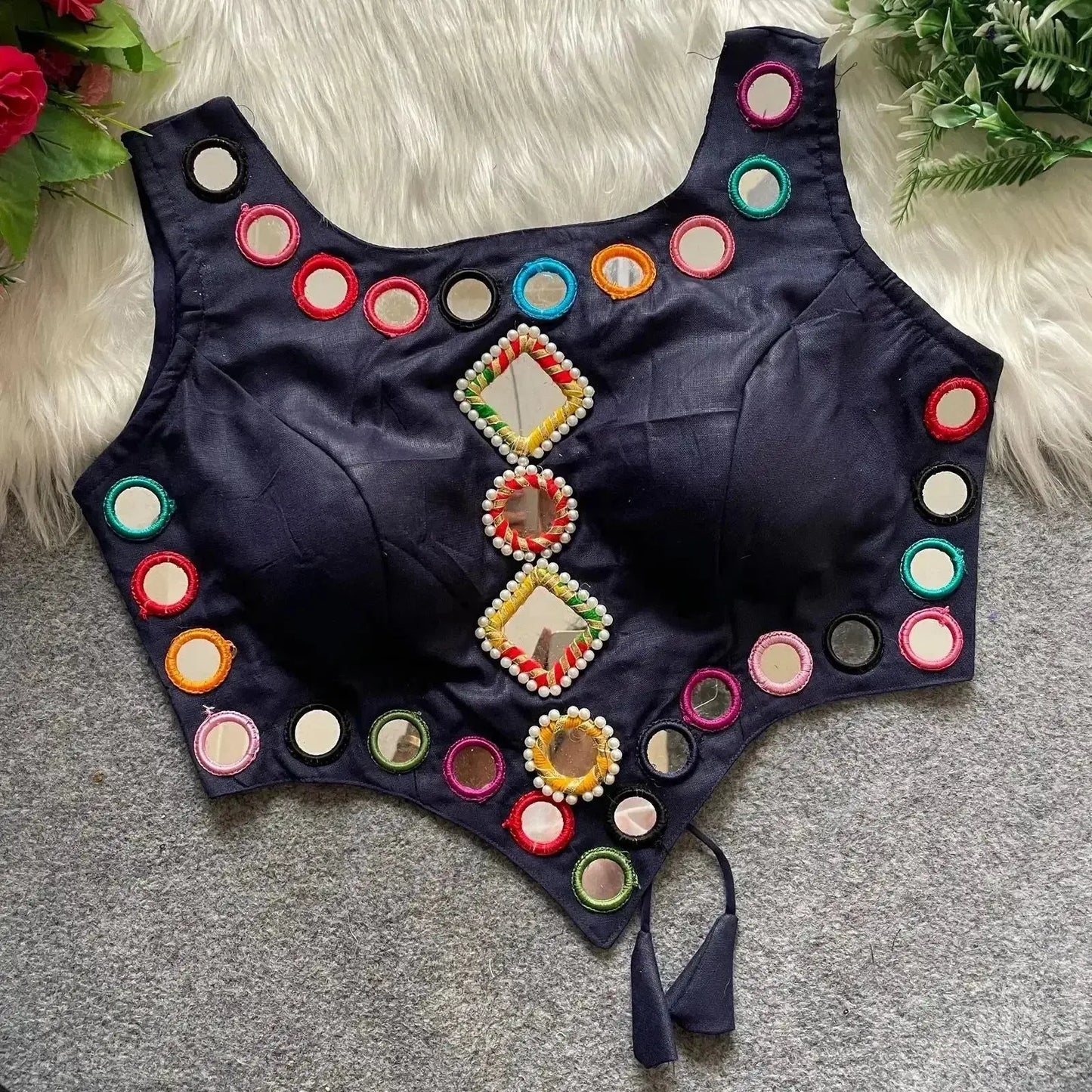 new navratri concept blouse with real hand mirror work - rpd fashion