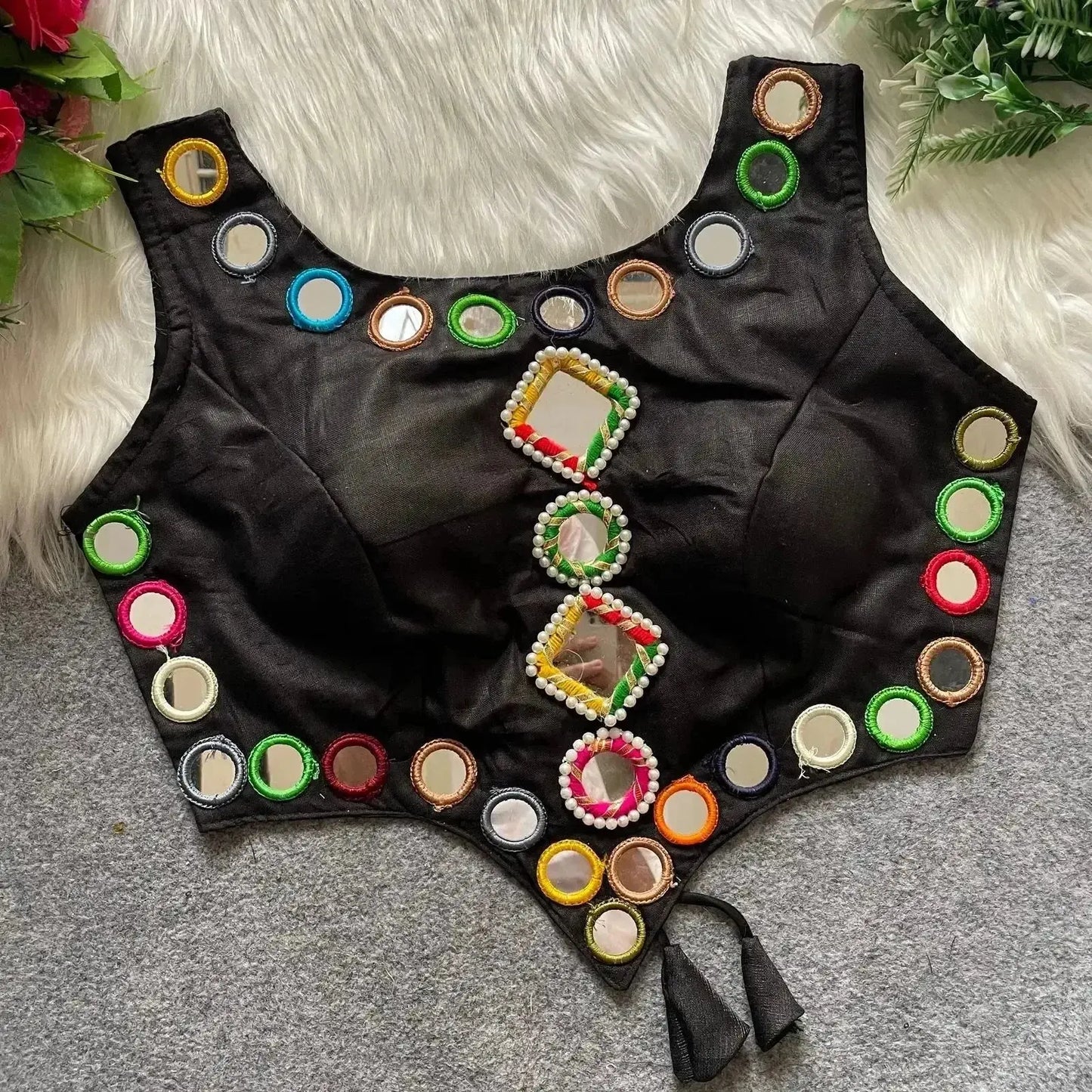 new navratri concept blouse with real hand mirror work - rpd fashion