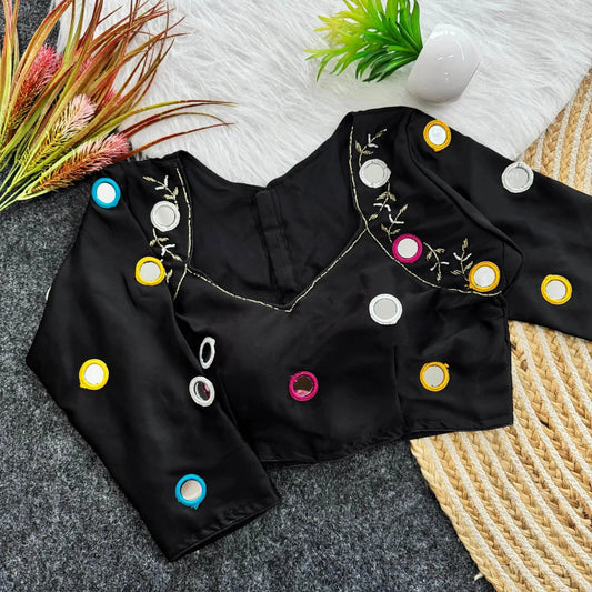 Original Mirror Cover Blouse with Hand Thread Work and Kardana - RPD Fashion