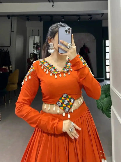 Patchwork Orange Rayon Readymade Lehenga Choli - RPD Fashion