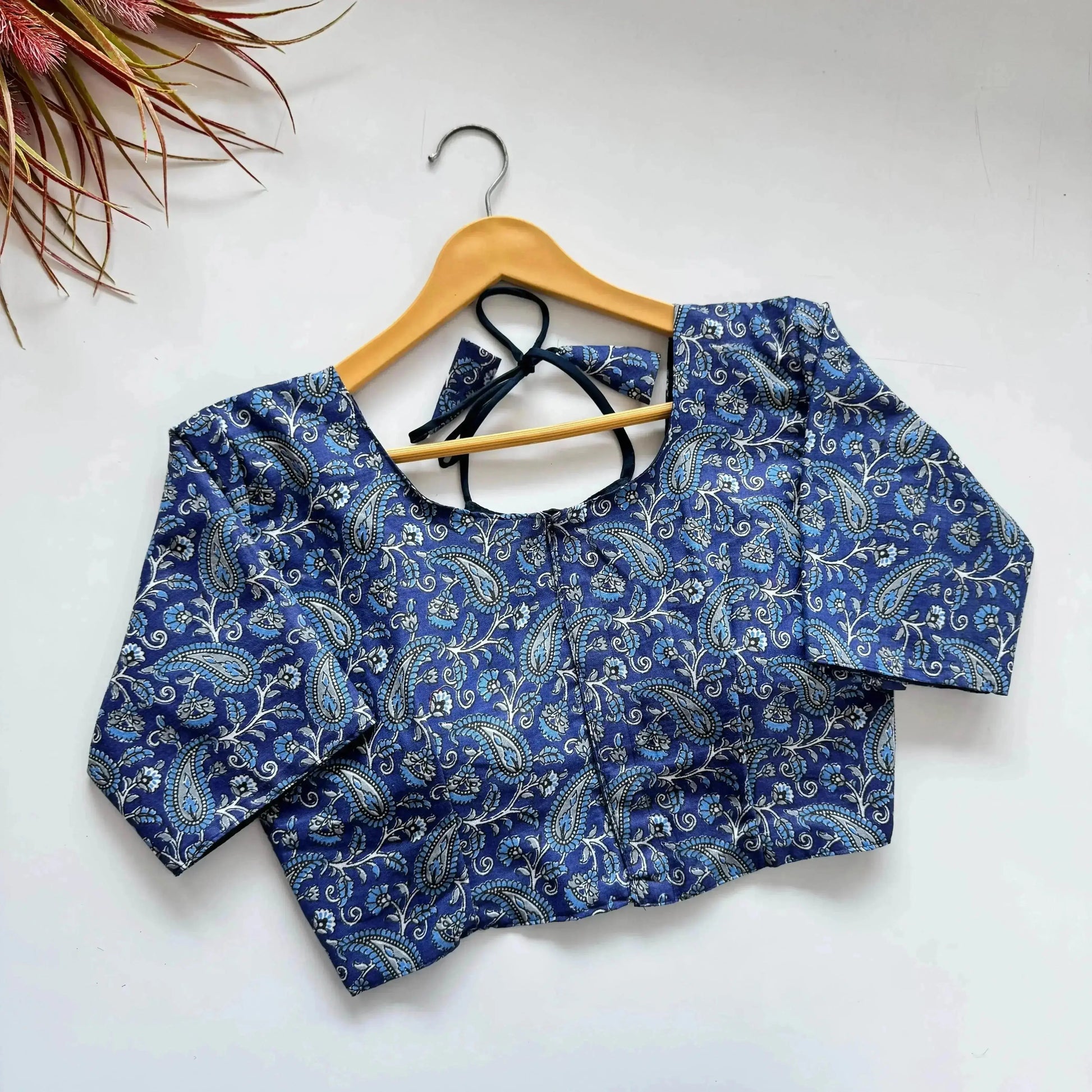 Plain Cotton Blouse with Hand-Painted Design - RPD Fashion