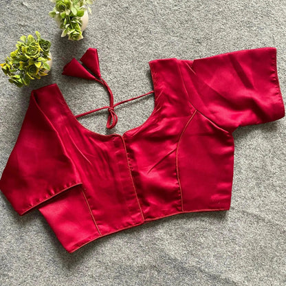 Plain Malai Satin Blouse - Elegant and Versatile - RPD Fashion
