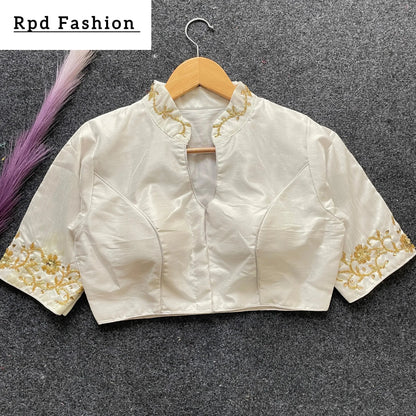 Premium Banglori Silk Handcrafted Blouse with Intricate Work - RPD Fashion