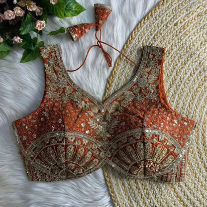 Premium Embroidery Bridal Blouse Design in Purple for Silk Sarees - RPD Fashion