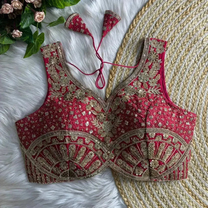 Premium Embroidery Bridal Blouse Design in Purple for Silk Sarees - RPD Fashion