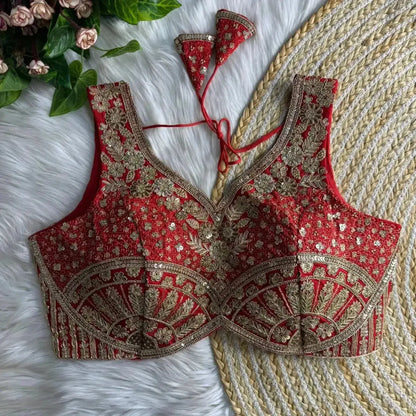 Premium Embroidery Bridal Blouse Design in Purple for Silk Sarees - RPD Fashion