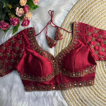 Premium Sabyasachi Bridal Blouse Design with Traditional Indian Motifs - RPD Fashion