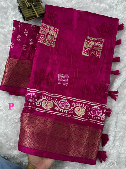 Printed Bollywood Muslin, Cotton Blend Saree - RPD Fashion