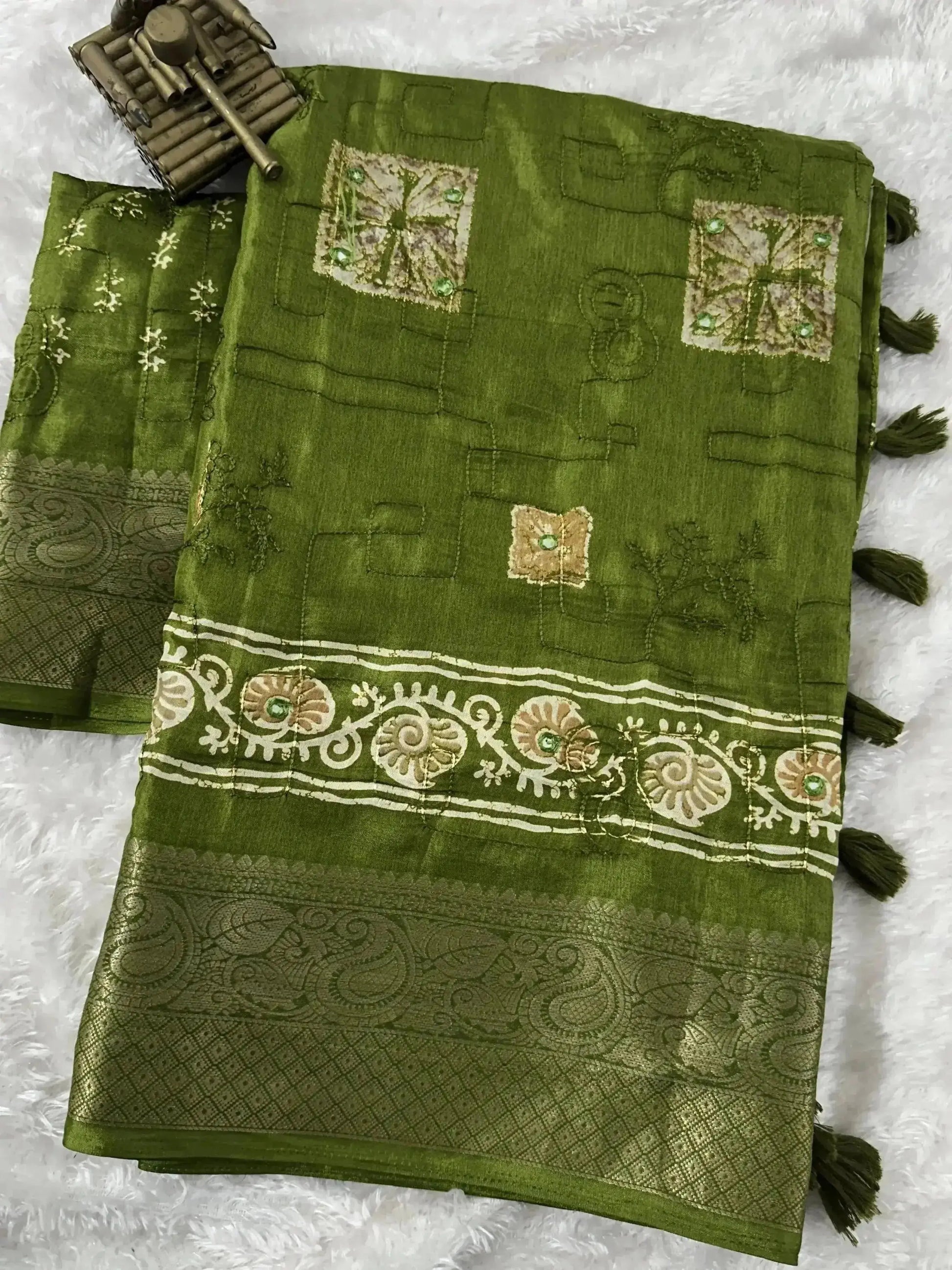 Printed Bollywood Muslin, Cotton Blend Saree - RPD Fashion