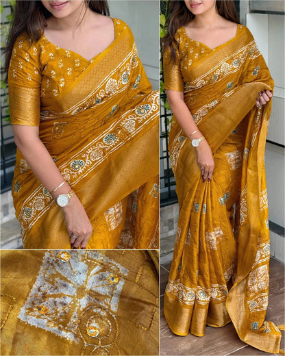 Printed Bollywood Muslin, Cotton Blend Saree - RPD Fashion