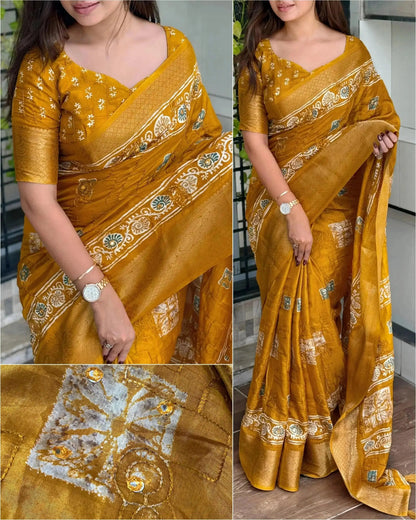 Printed Bollywood Muslin, Cotton Blend Saree - RPD Fashion