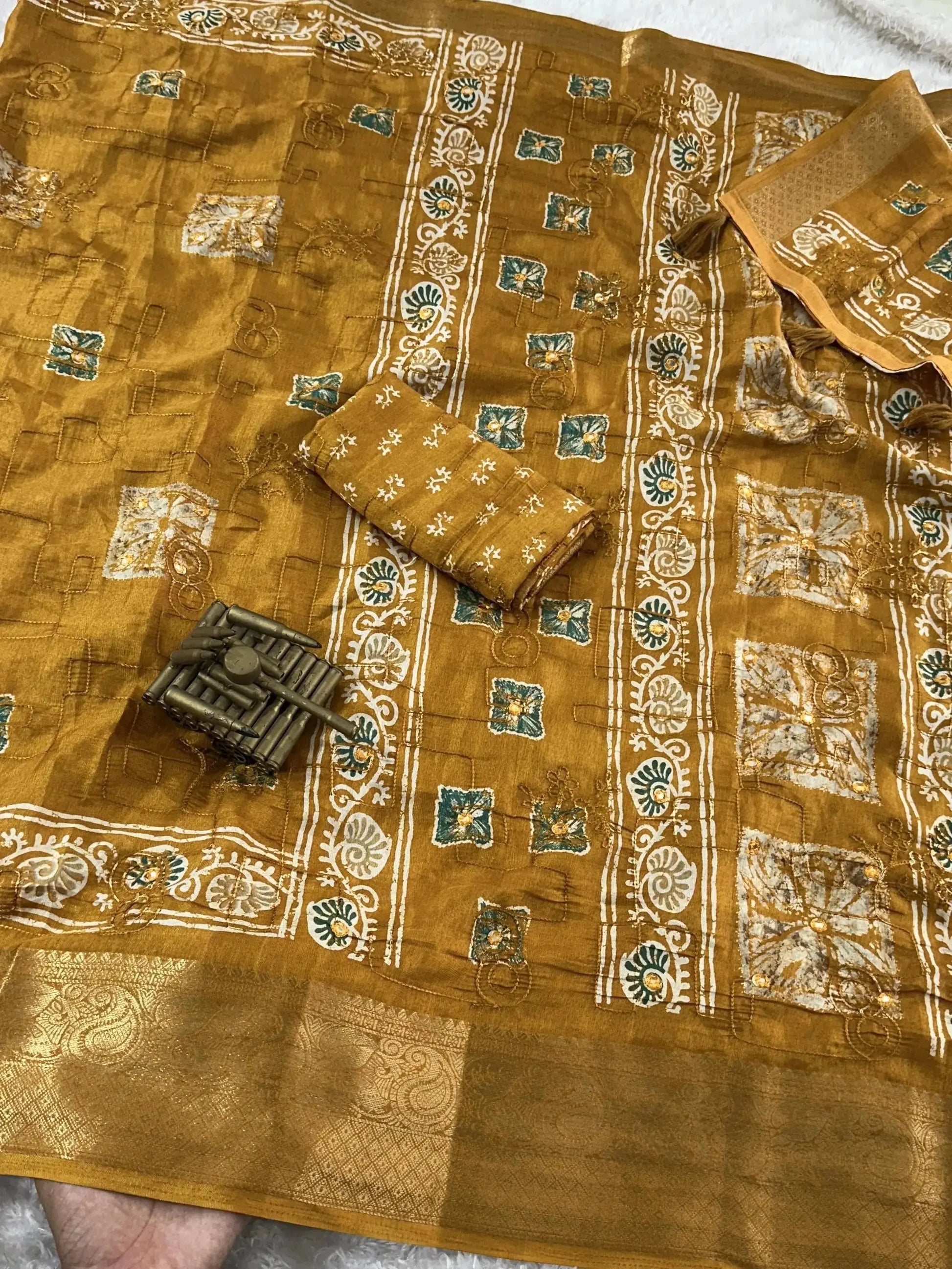 Printed Bollywood Muslin, Cotton Blend Saree - RPD Fashion