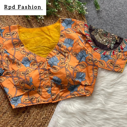 Purely Cotton Print Silk Blouse with Handmade Work - Boutique Collection - RPD Fashion