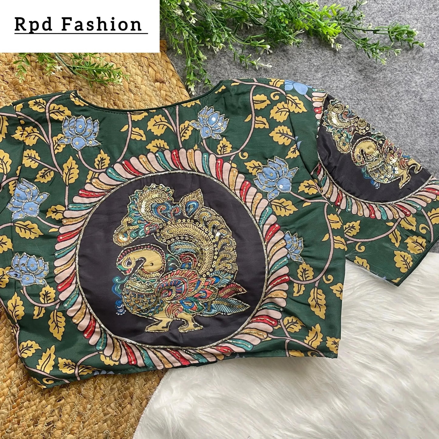 purely cotton print silk blouse with handmade work - boutique collection - rpd fashion