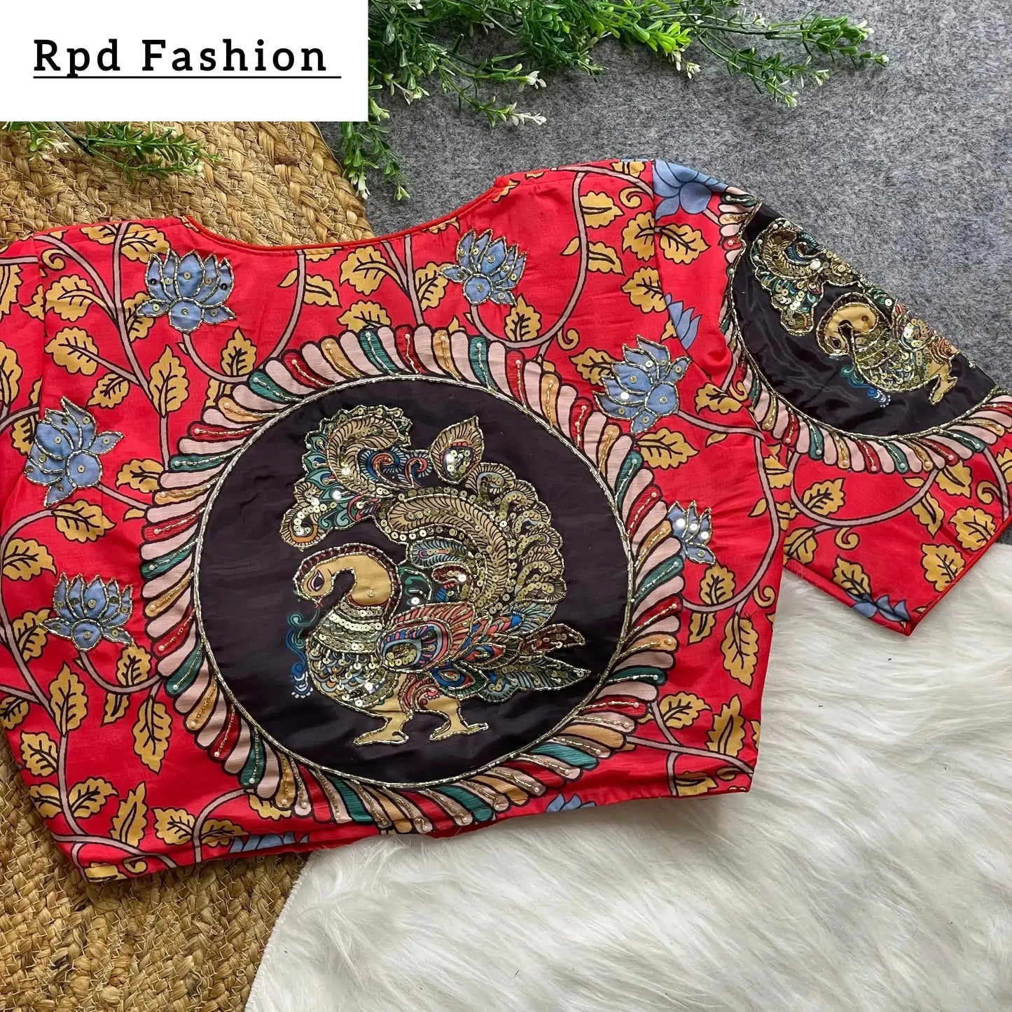 purely cotton print silk blouse with handmade work - boutique collection - rpd fashion