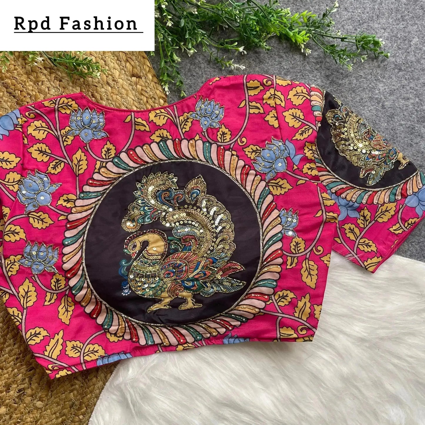purely cotton print silk blouse with handmade work - boutique collection - rpd fashion