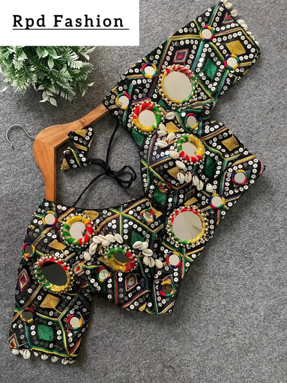 Real Mirror Multi Thread Work Blouse - Heavy Embroidery - RPD Fashion