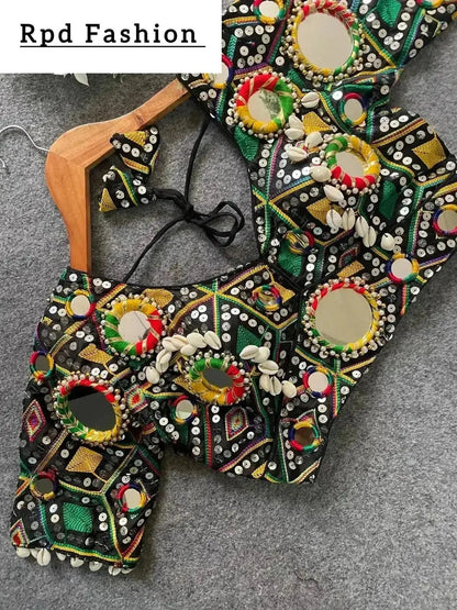 Real Mirror Multi Thread Work Blouse - Heavy Embroidery - RPD Fashion