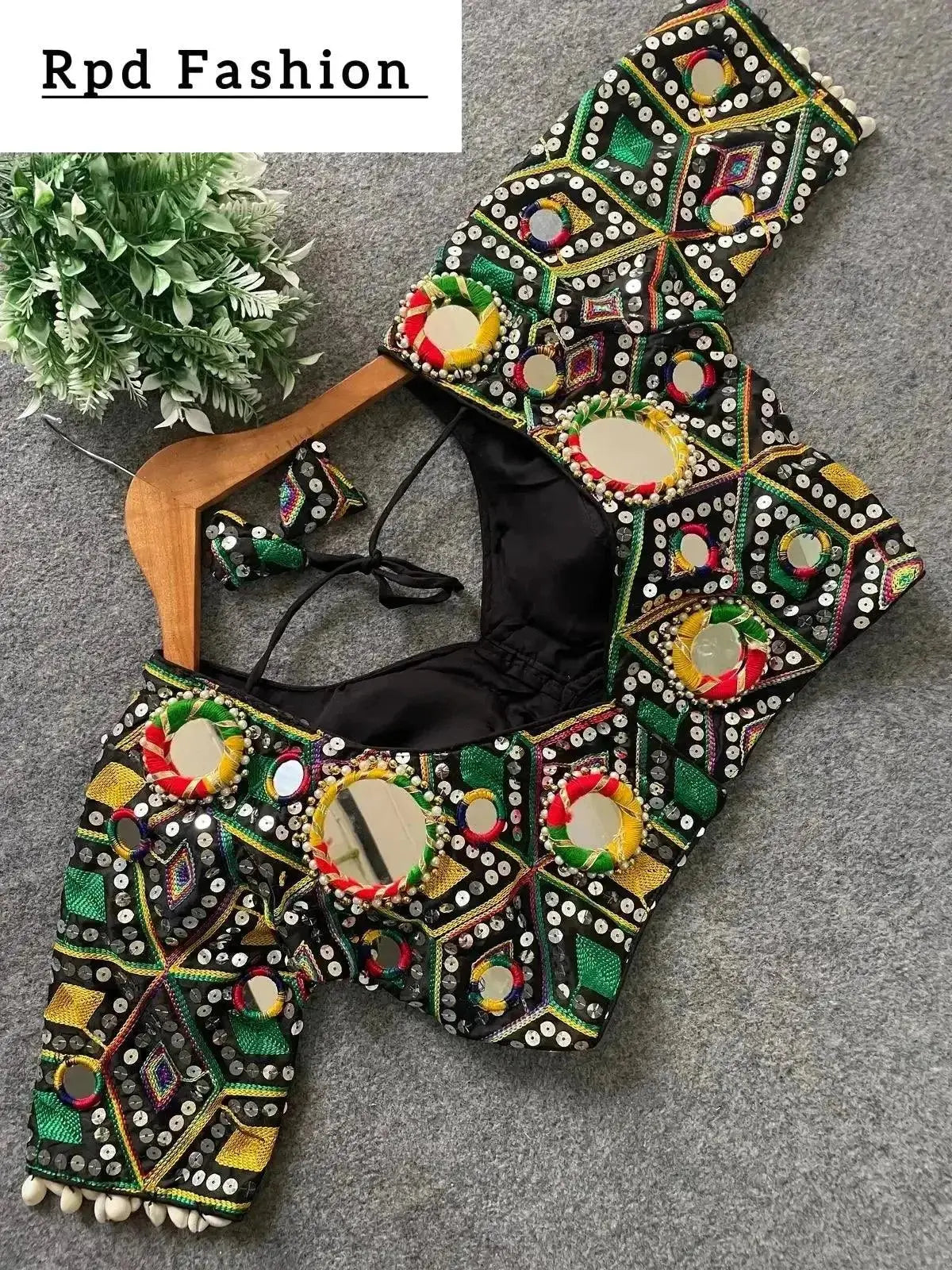 real mirror multi thread work blouse - heavy embroidery - rpd fashion