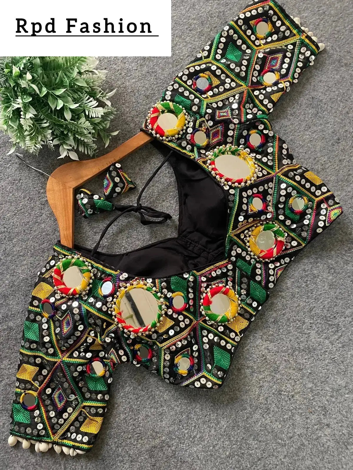 real mirror multi thread work blouse - heavy embroidery - rpd fashion