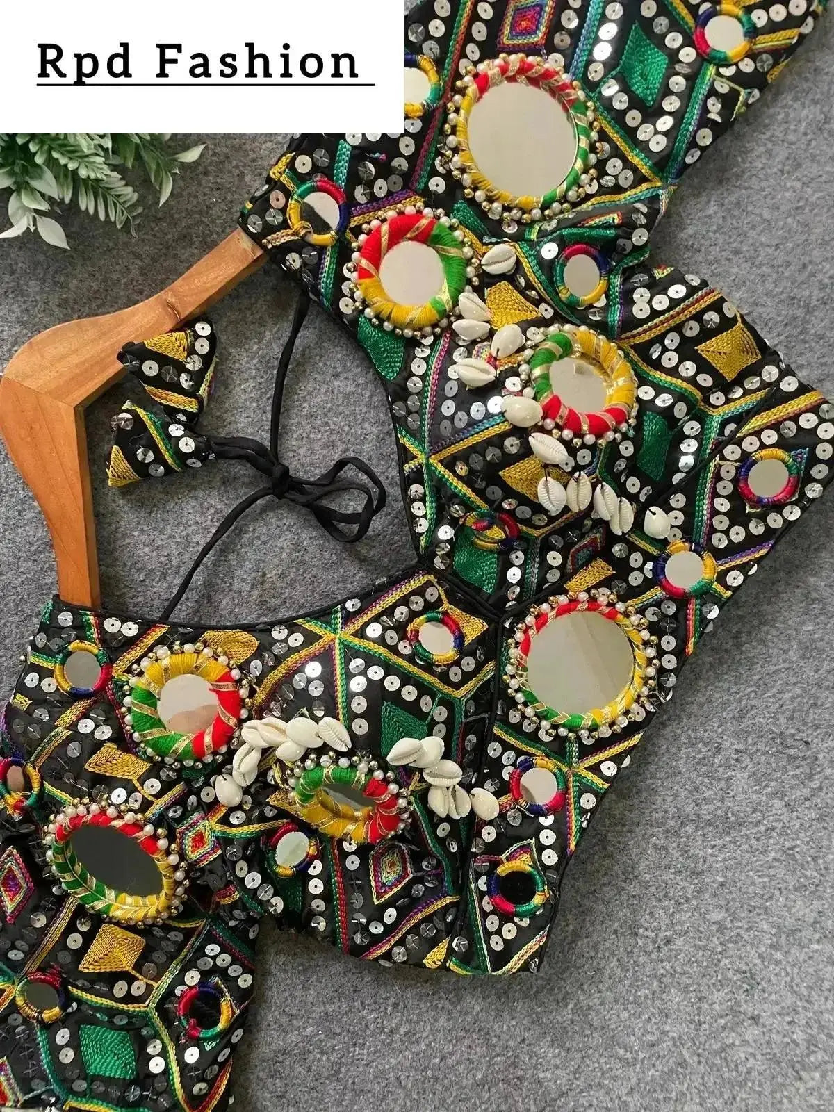 real mirror multi thread work blouse - heavy embroidery - rpd fashion