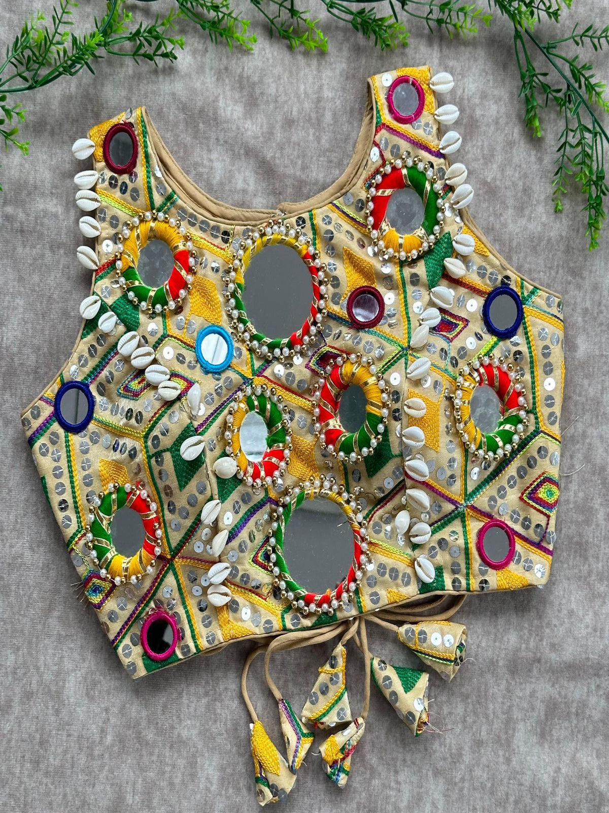 real mirror with multi thread work blouse