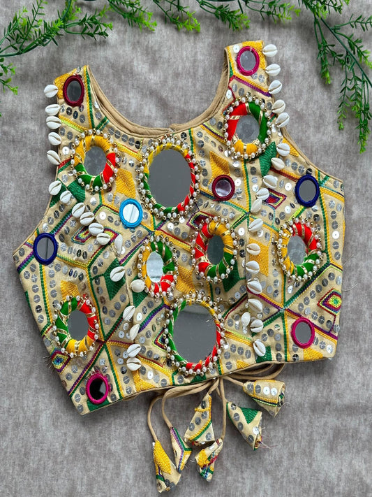 Real mirror with multi thread work blouse