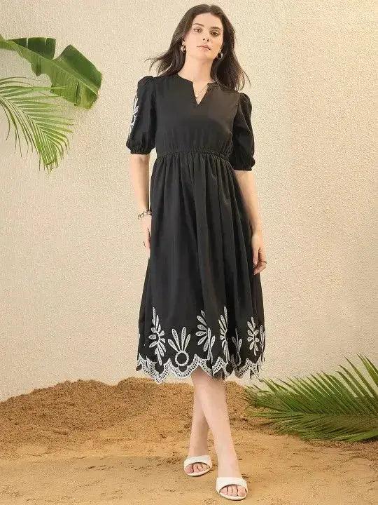 red embroidery puff sleeve maxi dress - rpd fashion