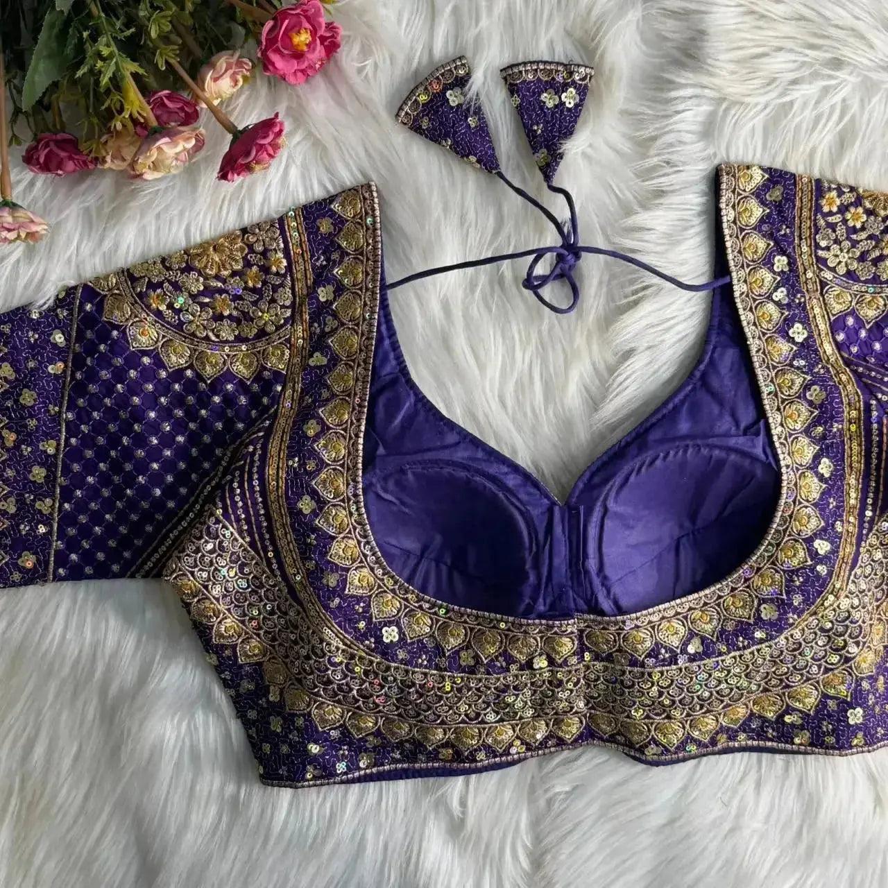 sabyasachi inspired bridal blouse designs with heavy stars & rainbow work - rpd fashion