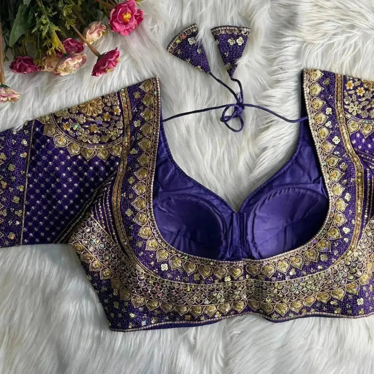 sabyasachi inspired bridal blouse designs with heavy stars & rainbow work - rpd fashion