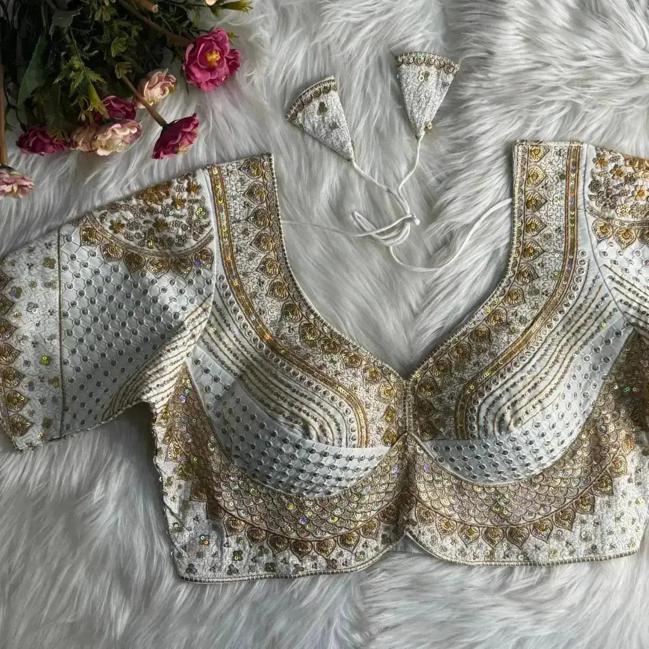 sabyasachi inspired bridal blouse designs with heavy stars & rainbow work - rpd fashion