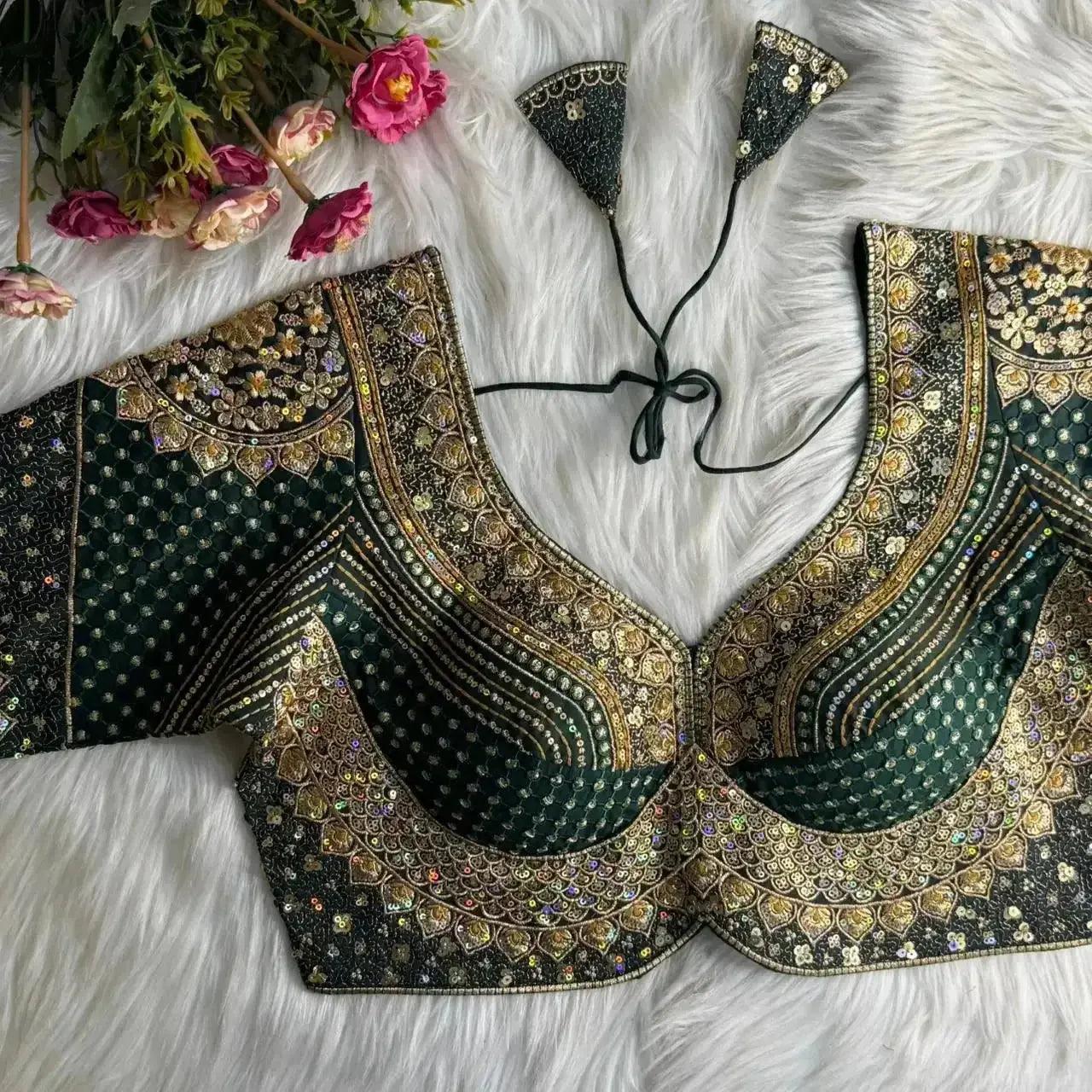 sabyasachi inspired bridal blouse designs with heavy stars & rainbow work - rpd fashion