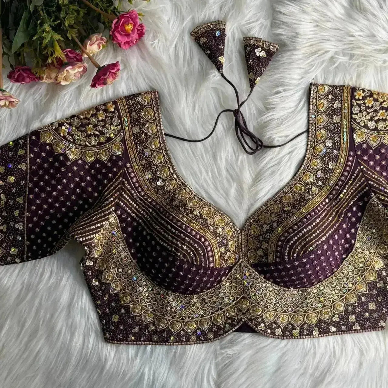 sabyasachi inspired bridal blouse designs with heavy stars & rainbow work - rpd fashion